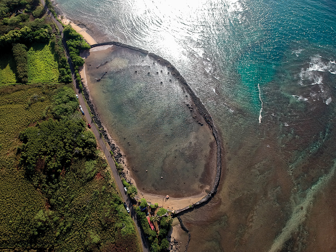 Kahina Pōhaku fishpond in Moloka‘i, Hawaii. Credit: Scott Kanda, courtesy of Kua‘āina Ulu ‘Auamo.