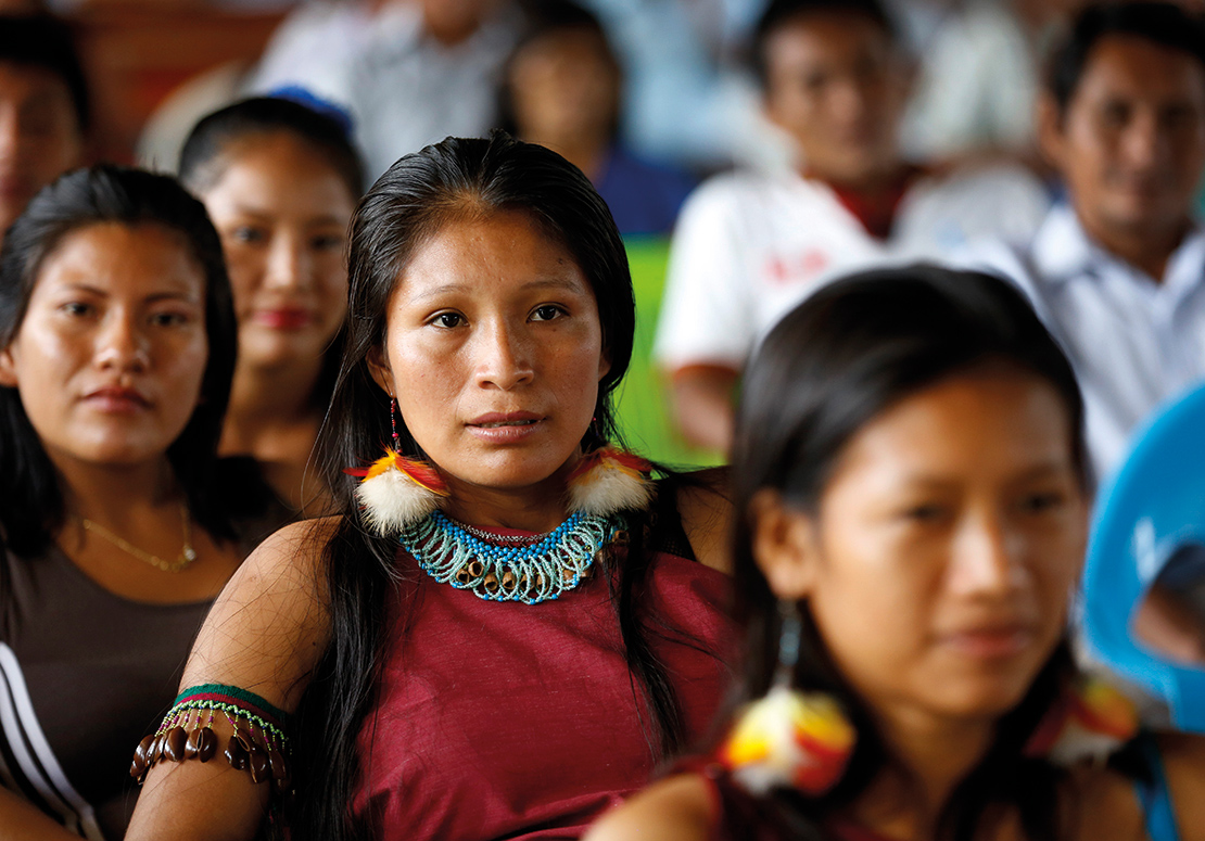 Young members of the Wampis Nation at a meeting. Credit: Pablo Lasansky.