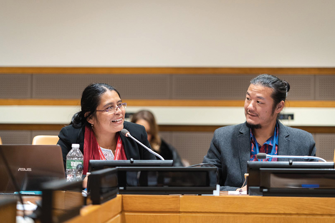 A Maya Q’eqchi attorney addresses the United Nations Permanent Forum on Indigenous Peoples Issues. Credit: Jamie Malcolm-Brown.